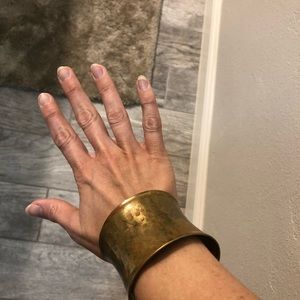 Gold cuff hammered bracelet